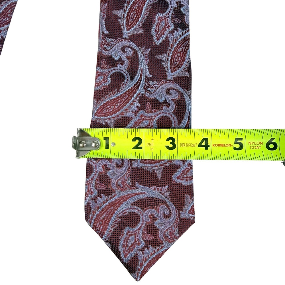 Joseph Abboud Men One Size Necktie Burgundy Paisley Silk Made USA Classic Preppy - Picture 7 of 7
